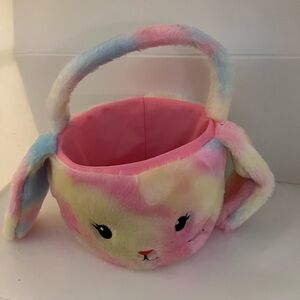 Pink and white bunny basket